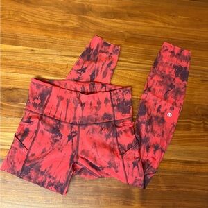 lululemon athletica Red and Black Patterned Leggings with Pockets